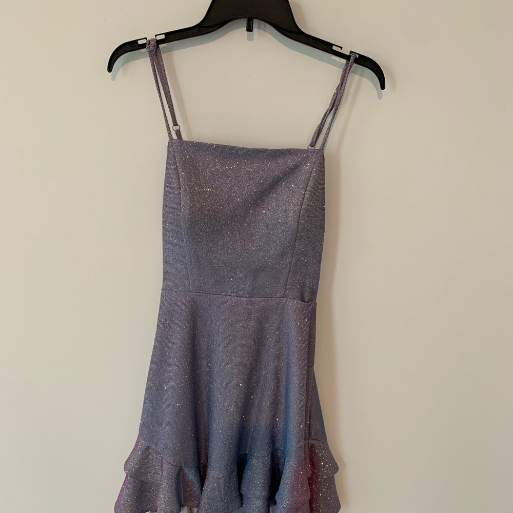 Dear Moon purple irradescent dress open back size 13 NWOT